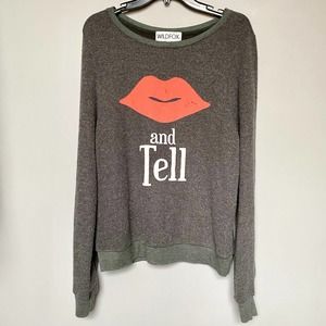 Wildfox Kiss And Tell Characol Crewneck Sweater
